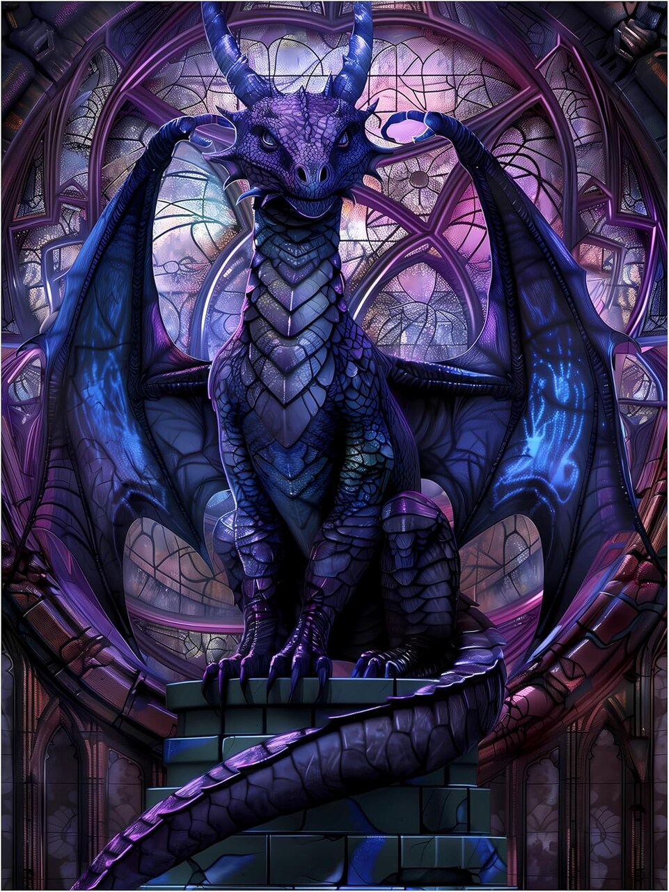 Diamond Painting Kit - Fantasy Dragon In Cathedral (Fantasy Dragon In Cathedral) 12 x 0.1 x 16 inches